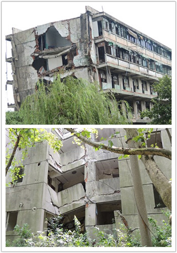 遗址中处处可见触目惊心的毁损建筑